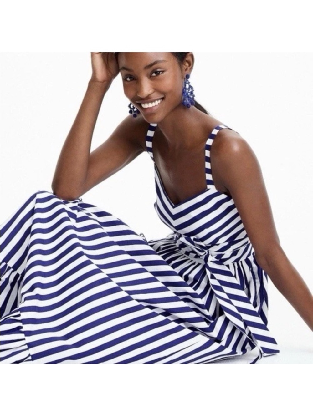 J. Crew Blue and White Striped Maxi Dress - Picture 13 of 14
